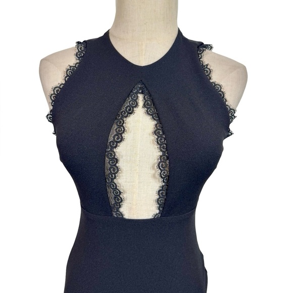 Nookie Sweet Life High Neck Cutout Lace Trim Pencil Midi Dress Black x Revolve - Picture 4 of 13